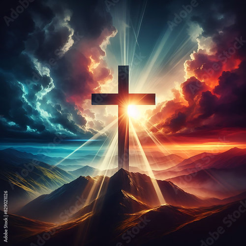 Jesus Christ cross. Easter, resurrection concept