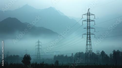 Silhouette of High voltage electric tower