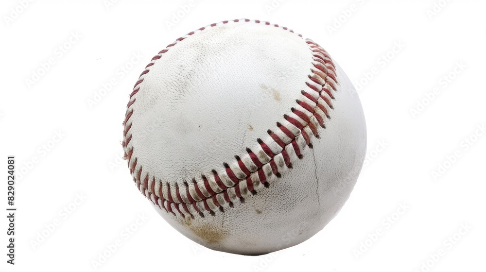 A white baseball with red stitching on a plain white background. Ideal for sports or summer-themed designs A white baseball with red stitching on a plain white background. Ideal for sports or summer-themed designs