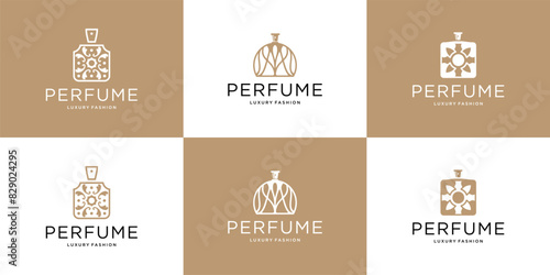 Perfume bottles logo design set