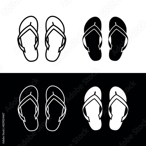 Flip-flops icon. Symbol of beach, vacation or rest. Attribute of travel, sea or summer.