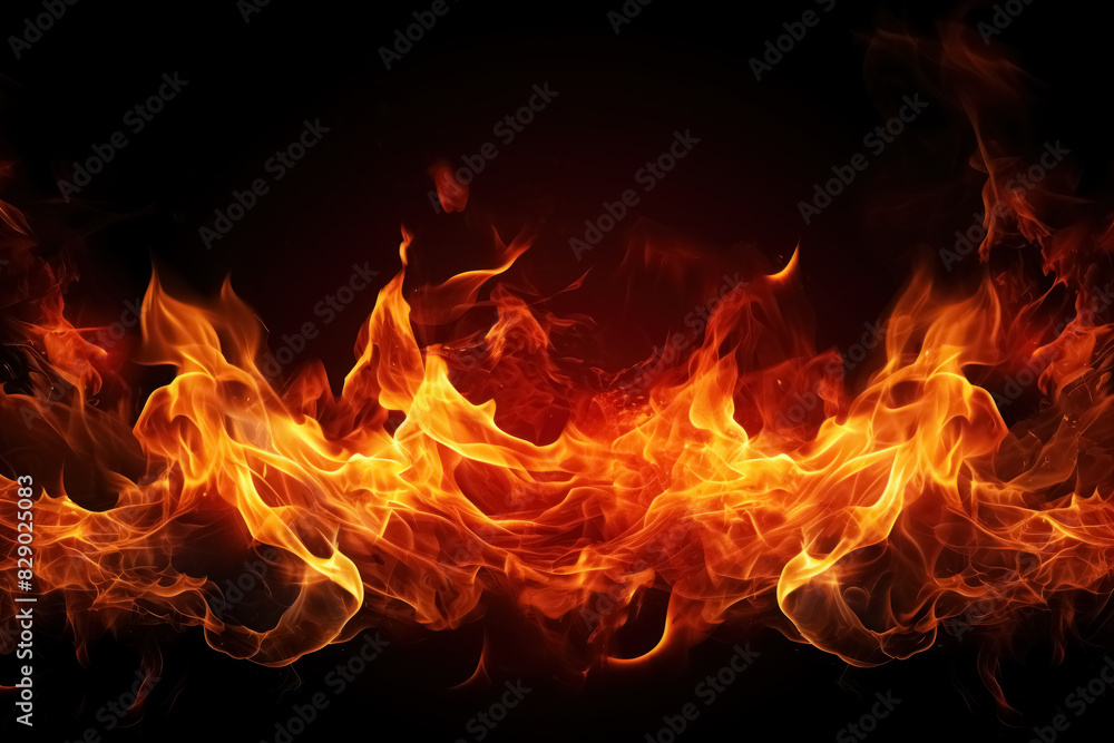Fireplace of burning powerful fire with black coals, burnt wood in flames of fire, dynamic bright background with copy space, banner for design Fireplace of burning powerful fire with black coals, burnt wood in flames of fire, dynamic bright background with copy space, banner for design