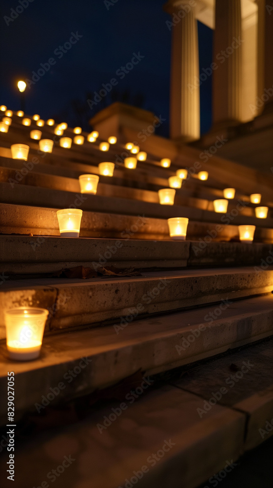 Candles Illuminating Steps at Night Candles Illuminating Steps at Night