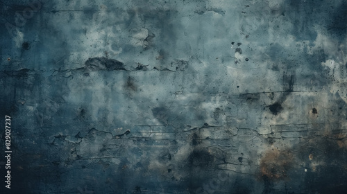 Background with rough texture of grunge dark blue concrete wall with stains, cracks and patterns, backdrop for design