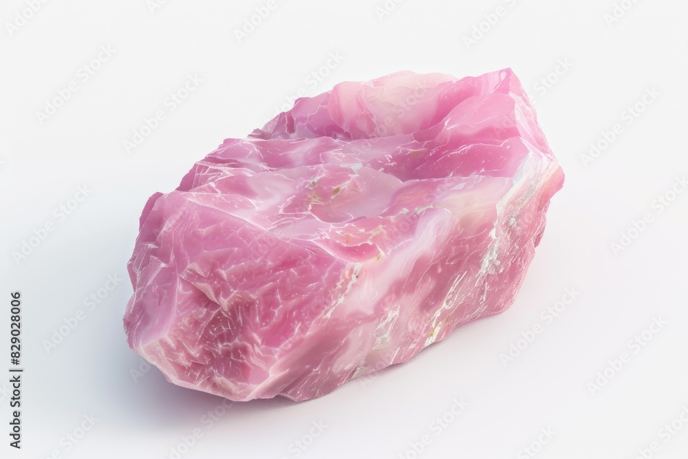 A piece of pink marble on a white surface, ideal for interior design projects A piece of pink marble on a white surface, ideal for interior design projects