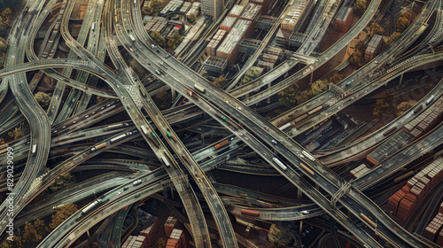 top view of urban road, traffic, logistic , citycsape  photo