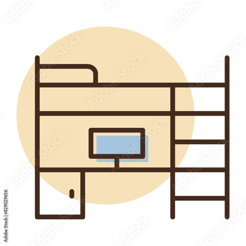 Bunk bed with workspace vector icon