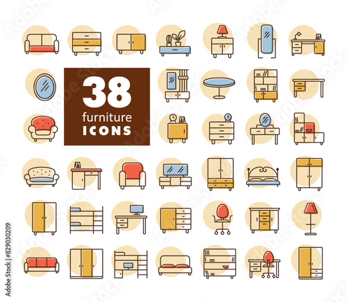 Simple set of Furniture vector icon