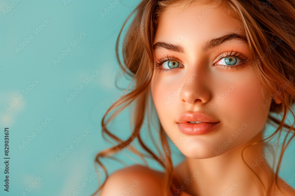 Close-up portrait of a young woman with curly hair, looking confidently at the camera. Close-up portrait of a young woman with curly hair, looking confidently at the camera.