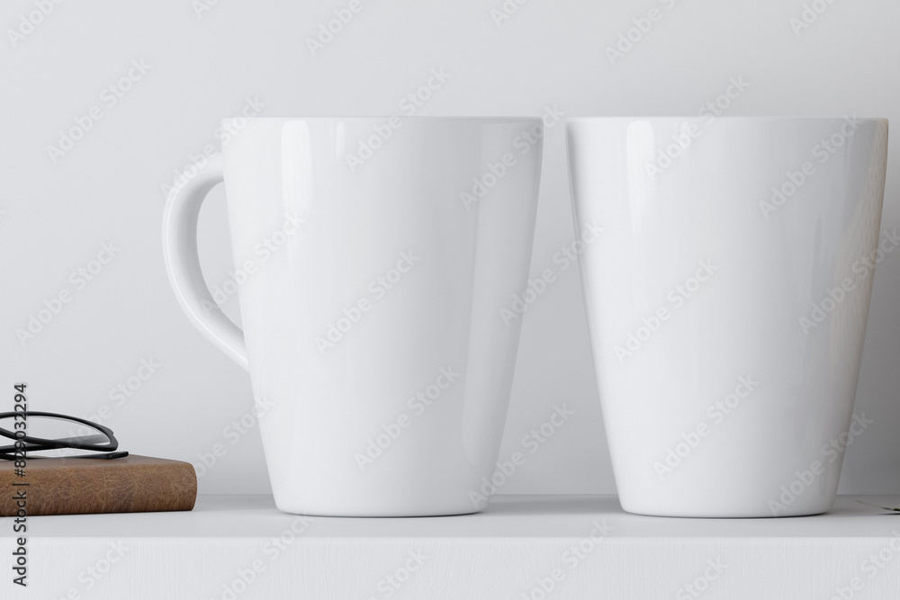 Mug cup, mug, coffee, white, isolated, tea, drink, 3d render