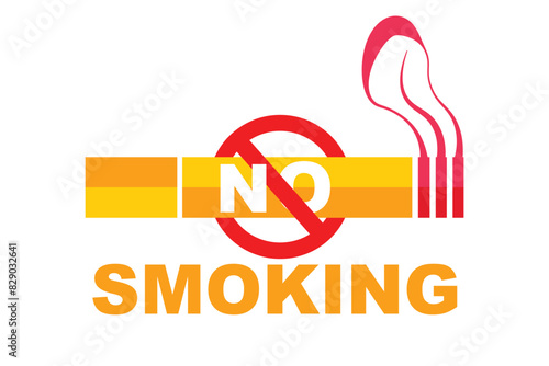No Smoking cigarette icon with Forbidden Ban sign red prohibition circle. Do not Smoke here awareness label Attention. World No Tobacco Day no vaping concept.
