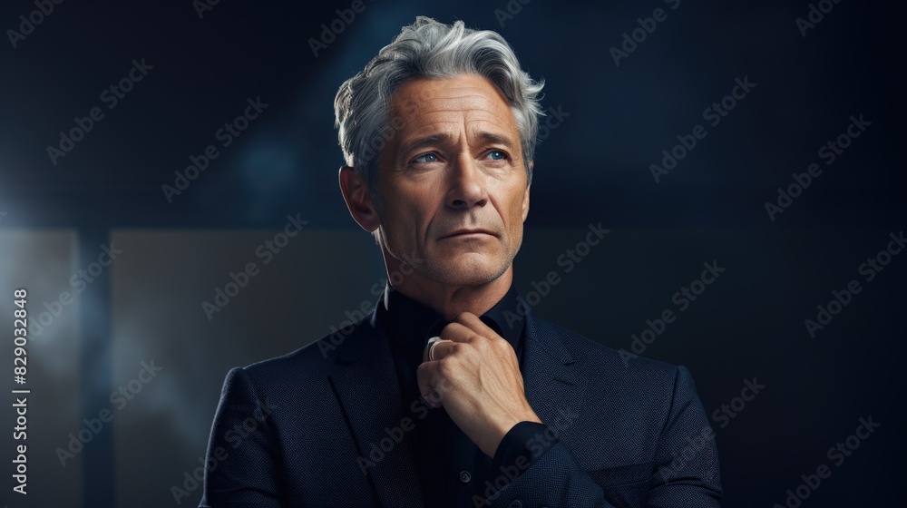 Contemplative Senior Businessman Pondering Thoughtful Decisions and Strategies in Office Setting Contemplative Senior Businessman Pondering Thoughtful Decisions and Strategies in Office Setting