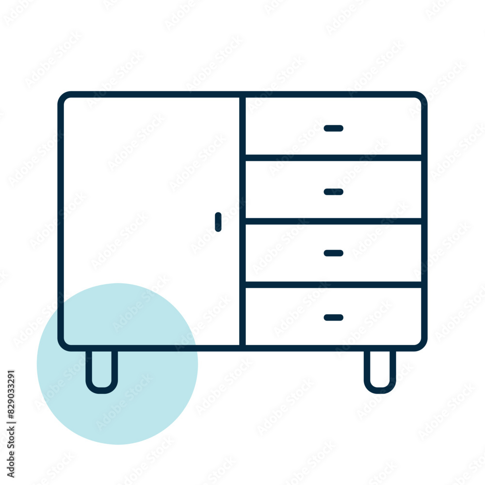 Bedside dresser vector icon. Chest of drawer Bedside dresser vector icon. Chest of drawer