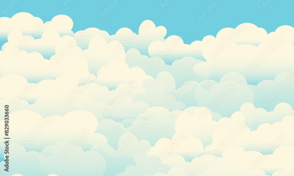 Background of clouds on a blue sky in a warm vintage tone. Horizontal blank for poster