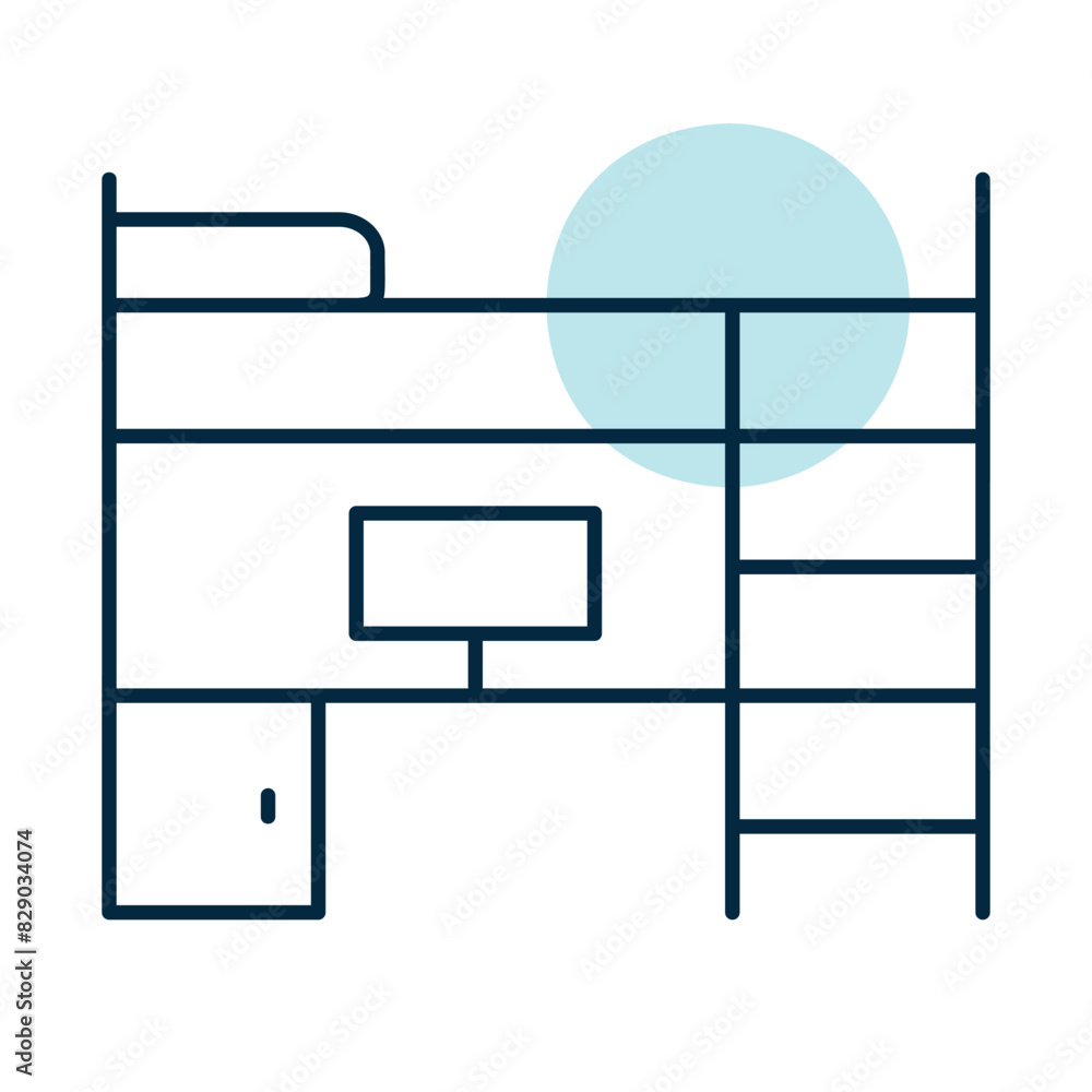 Bunk bed with workspace vector icon Bunk bed with workspace vector icon