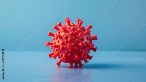 Red ball with suction cups on blue background