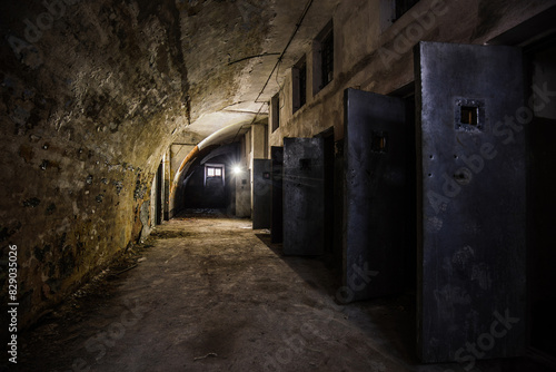 Canvastavla Old dark creepy abandoned prison castle
