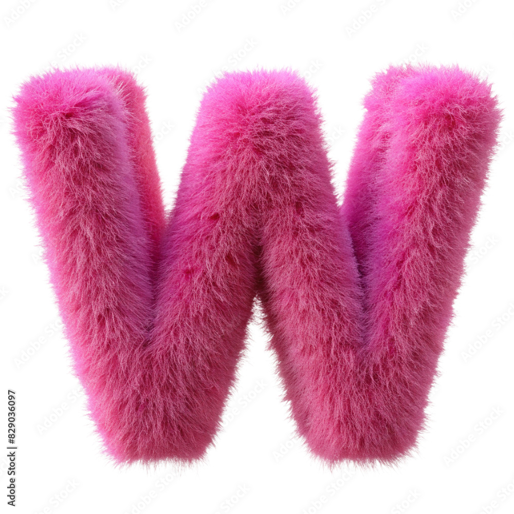 Pink Fluffy 3D Letter W - Creative Alphabet Design cut out isolated PNG transparent Pink Fluffy 3D Letter W - Creative Alphabet Design cut out isolated PNG transparent