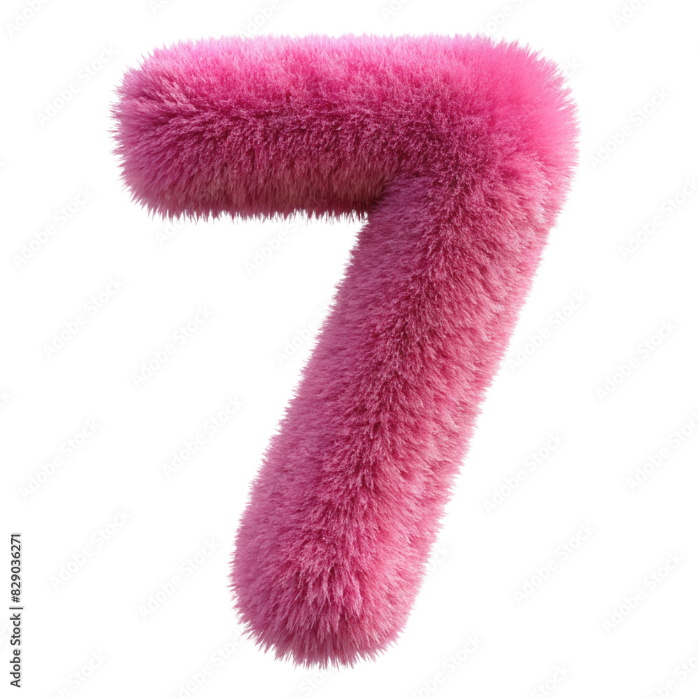 Pink Fluffy 3D Number 7 cut out isolated PNG transparent Pink Fluffy 3D Number 7 cut out isolated PNG transparent