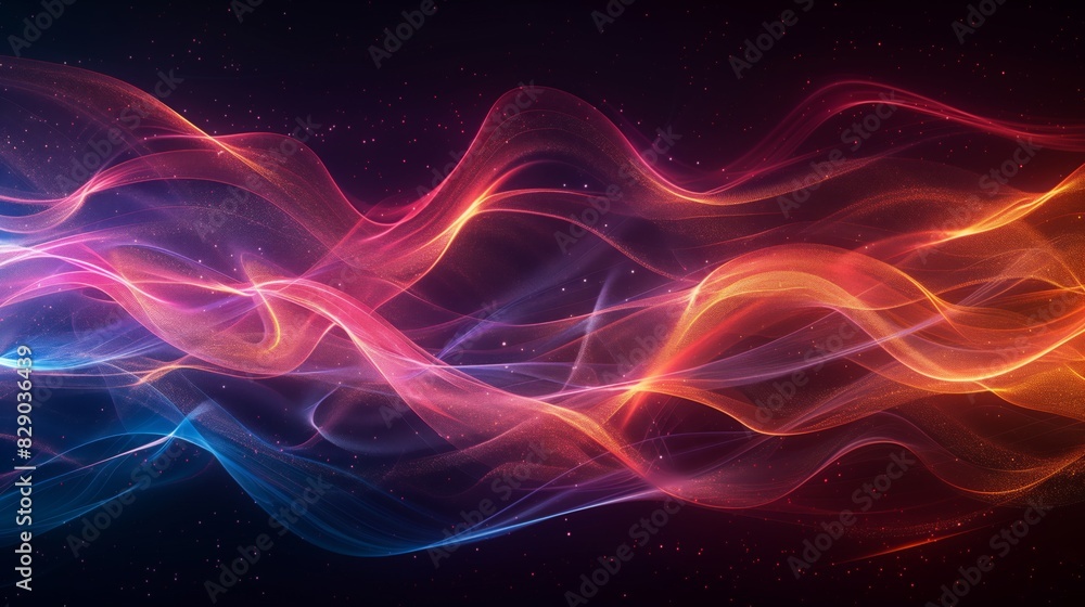 A colorful wave of light against a dark backdrop A colorful wave of light against a dark backdrop
