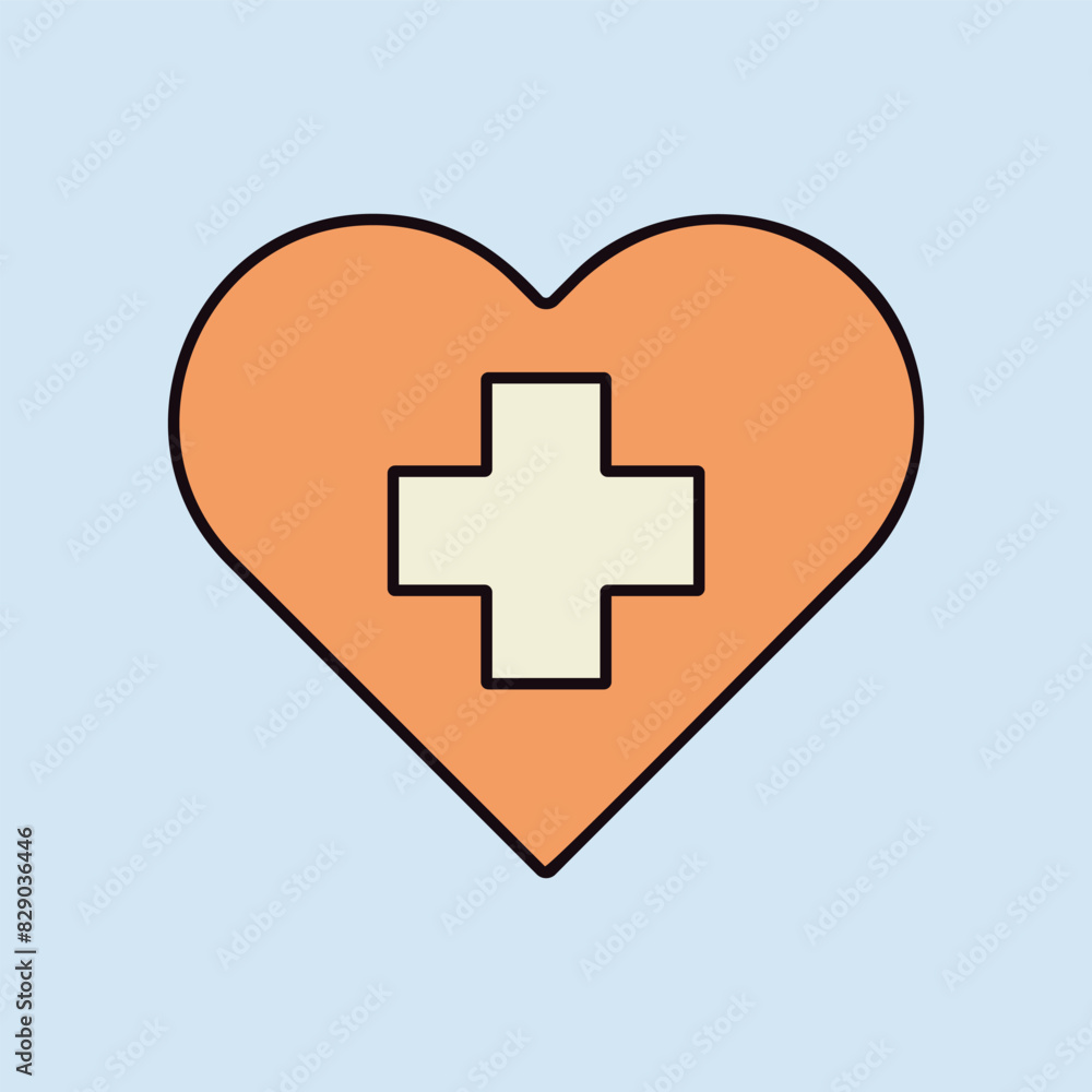 Cross inside heart vector icon. Medical sign Cross inside heart vector icon. Medical sign