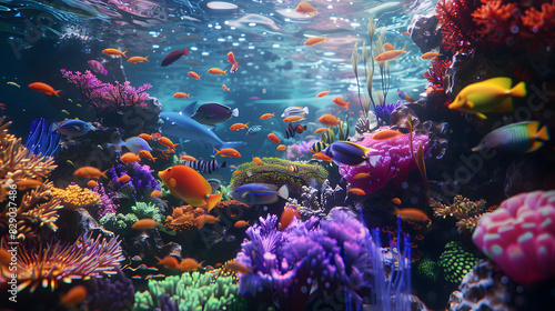 A colorful underwater scene with many fish and coral © JuroStock