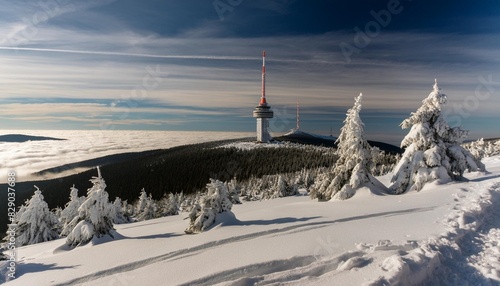 beautiful winter landscape and sky on mountains pure nature around jeseniky czech republic europe