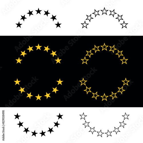 Icon of golden stars in a semicircle or around. Symbol of status or endurance. An attribute of quality or rating.