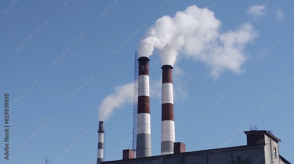Air pollution by smoke coming out of factory chimneys, environmentally threatening smoke from chimneys Air pollution by smoke coming out of factory chimneys, environmentally threatening smoke from chimneys