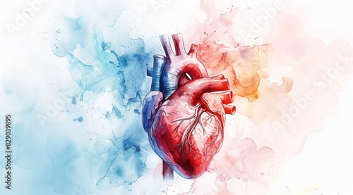 International day of interventional cardiology. white background, watercolor style. text Digital illustration 