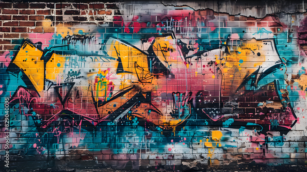 Naklejka premium A colorful graffiti on a brick wall