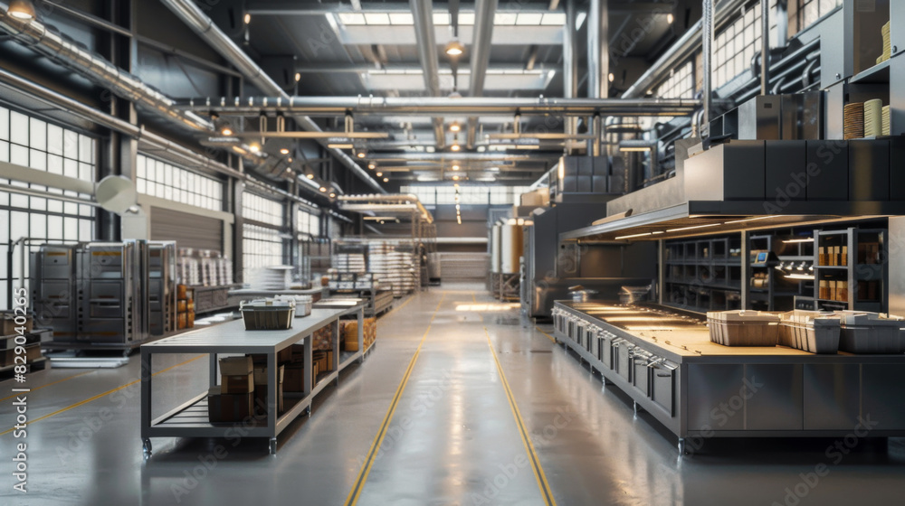 Food factory packaging workshop clean and tidy. Food factory packaging workshop clean and tidy.