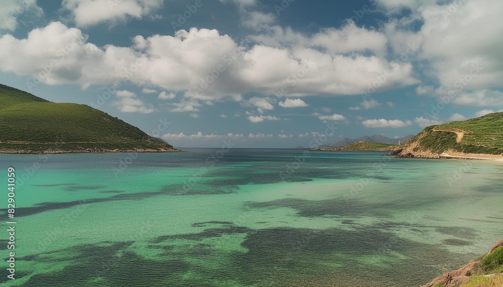 crystal clear sea water bay pristine ocean lagoon sunny cloudy sky idyllic relaxing seascape transparent surface exotic travel tropics mediterranean nature panorama summer background beach view