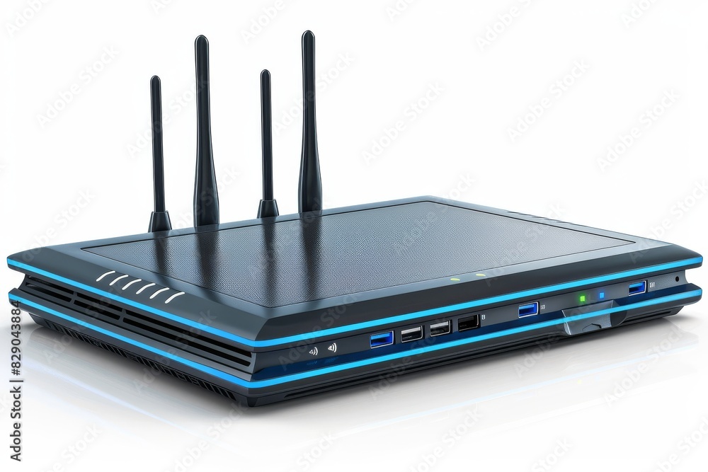 High performance routers with multiple antennas, representing advanced networking technology and strong internet signals High performance routers with multiple antennas, representing advanced networking technology and strong internet signals