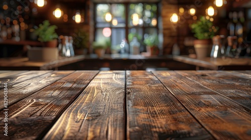 Wooden Table With Bread and Bottles of Wine