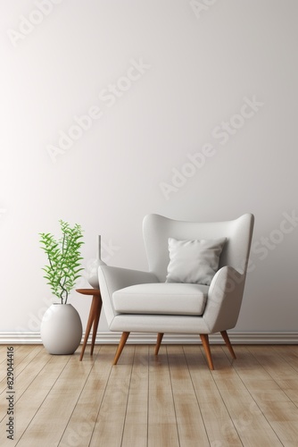 armchair in a minimalist interior  Generative AI © Valentine