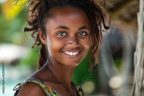 young attractive papuan woman looking at the camera