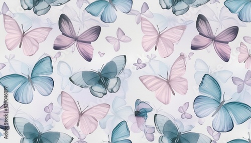 beautiful seamless pattern with cute watercolor butterflies stock illustration