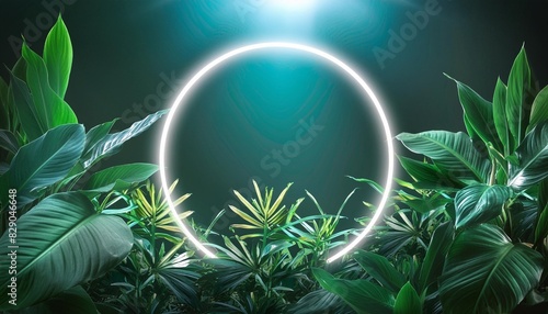 plants with circular bright light frame