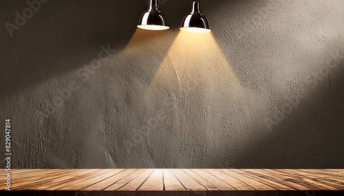 minimal abstract background for product presentation llight on gray plaster wall photo