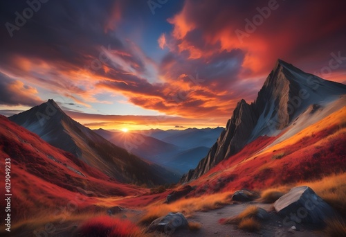 sunset over the mountains