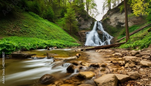 beautiful view of the zaskalnik waterfall in the pieniny mountains szczawnica long exposure photo