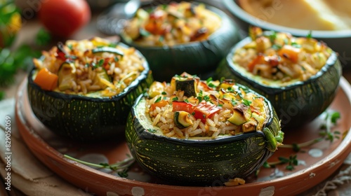Zucchini Rounds Filled with Vegetables and Rice
