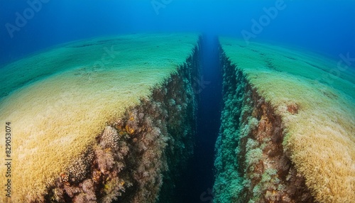 a giant crack at the seabed in the deep sea