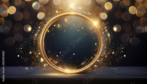 glittery gold circle frame photo