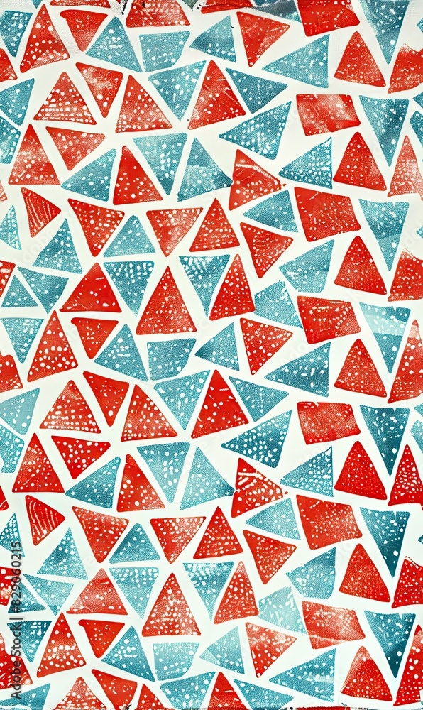 An abstract pattern of red and blue triangles on a white background An abstract pattern of red and blue triangles on a white background