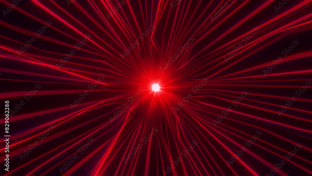 Red abstract tunnel of lines moves through time at a high speed Red abstract tunnel of lines moves through time at a high speed