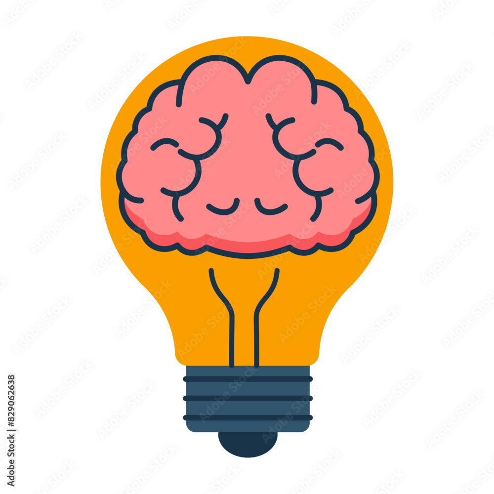 Creative Brain Idea Icon, Brain Inside a Lightbulb Clipart Creative Brain Idea Icon, Brain Inside a Lightbulb Clipart