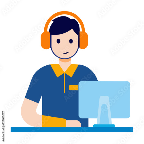 IT specialist vector art illustration