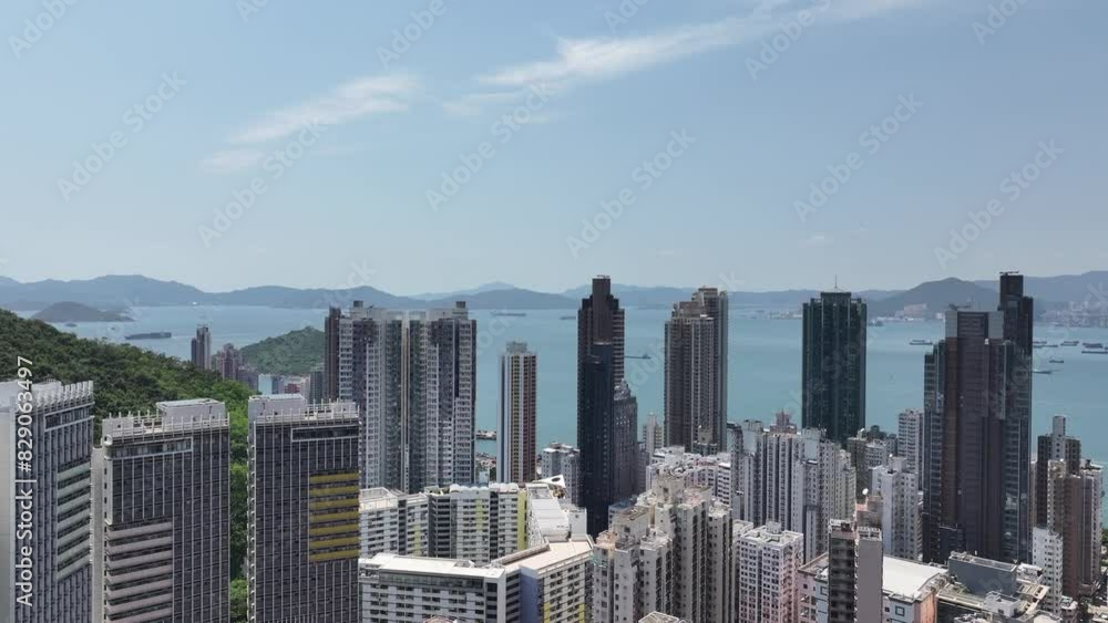 Aerial journey over Hong Kong Pok Fu Lam Road, Victoria Road, Mt. Davis showcasing traditional prestigious residential enclaves near Cyberport Aerial journey over Hong Kong Pok Fu Lam Road, Victoria Road, Mt. Davis showcasing traditional prestigious residential enclaves near Cyberport